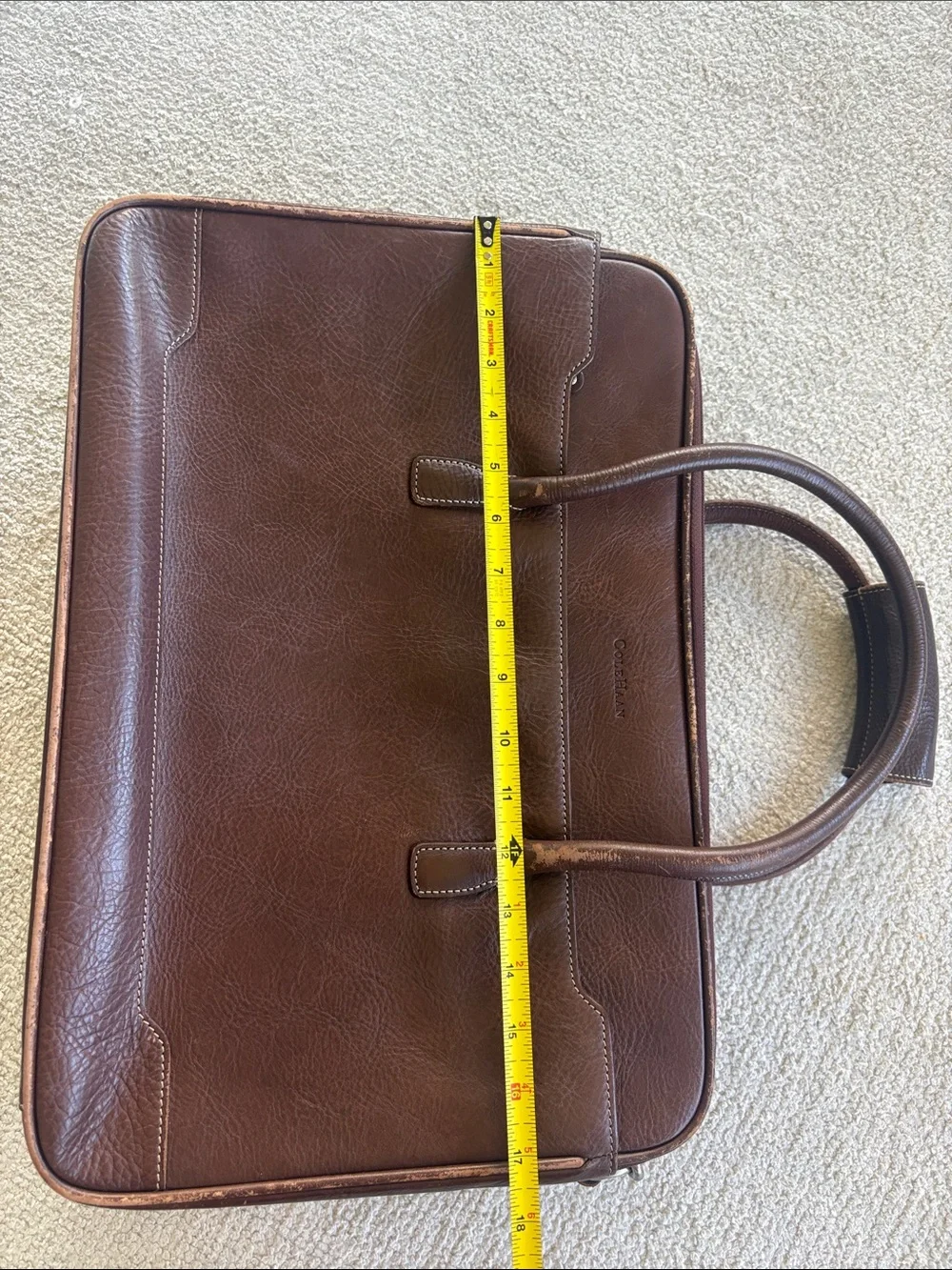 Vintage Cole Haan Brown Leather Briefcase with Shoulder Strap
